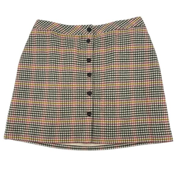 Talbots Plus Petite Size 20WP Button Front Wool Blend Skirt Saturday Plaid - Picture 1 of 11
